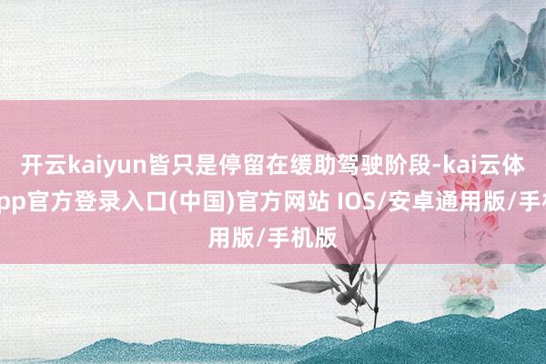 开云kaiyun皆只是停留在缓助驾驶阶段-kai云体育app官方登录入口(中国)官方网站 IOS/安卓通用版/手机版